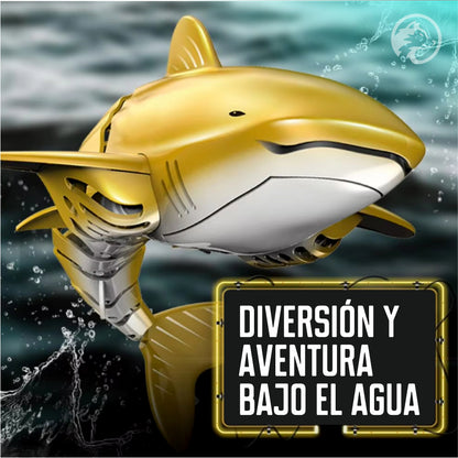 Tiburón Acuático Dorado: ¡Aventura Bajo el Agua!